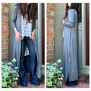 Charcoal grey rayon knit side pocket duster